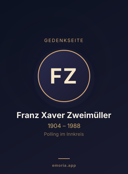 Gedenkportrait von Franz Xaver Zweimüller