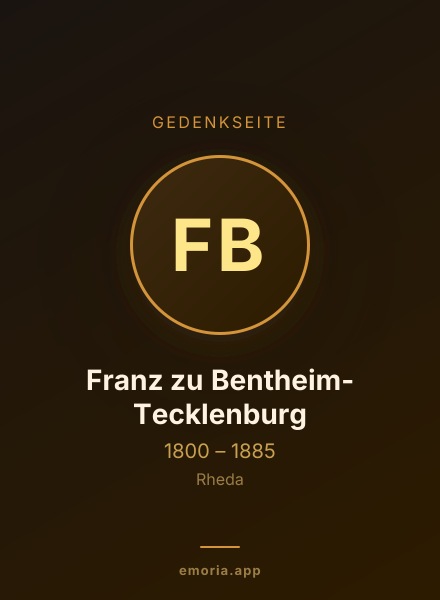 Gedenkportrait von Franz zu Bentheim-Tecklenburg