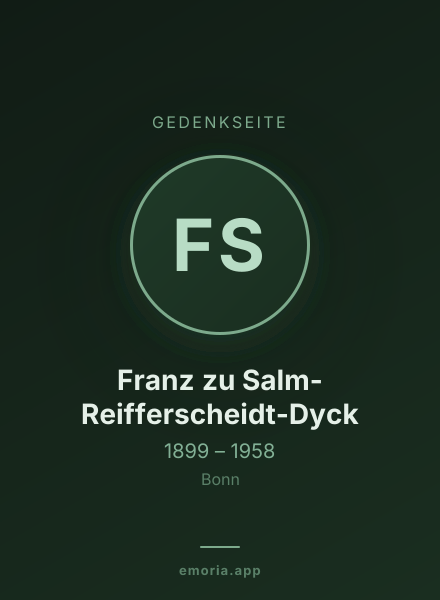 Gedenkportrait von Franz zu Salm-Reifferscheidt-Dyck