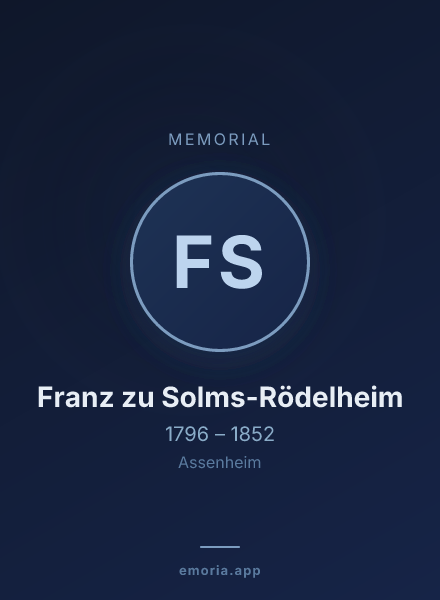 Memorial portrait of Franz zu Solms-Rödelheim