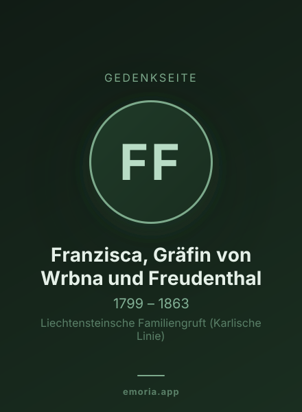 Gedenkportrait von Franzisca, Gräfin von Wrbna und Freudenthal
