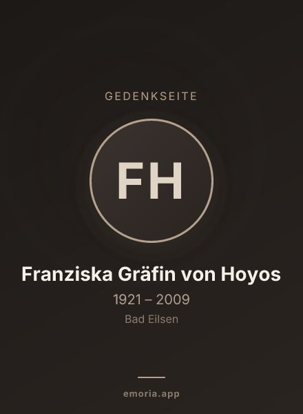 Gedenkportrait von Franziska Gräfin von Hoyos