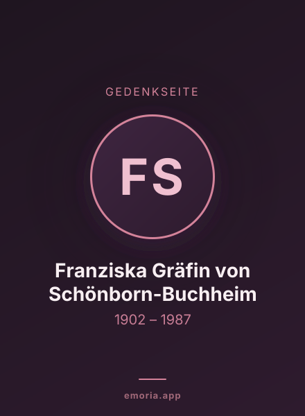 Gedenkportrait von Franziska Gräfin von Schönborn-Buchheim