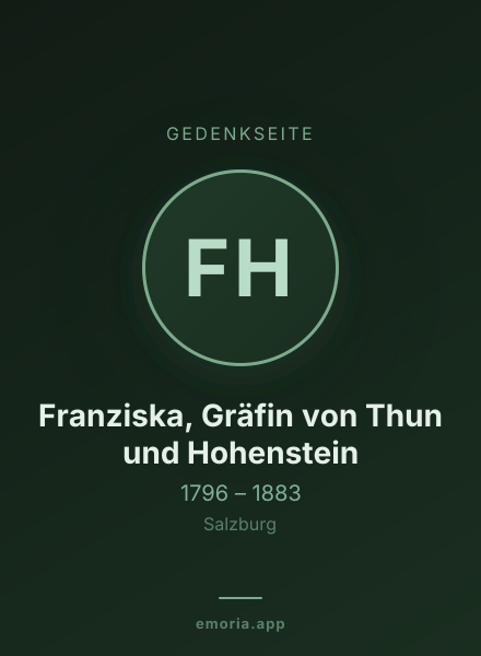 Gedenkportrait von Franziska, Gräfin von Thun und Hohenstein