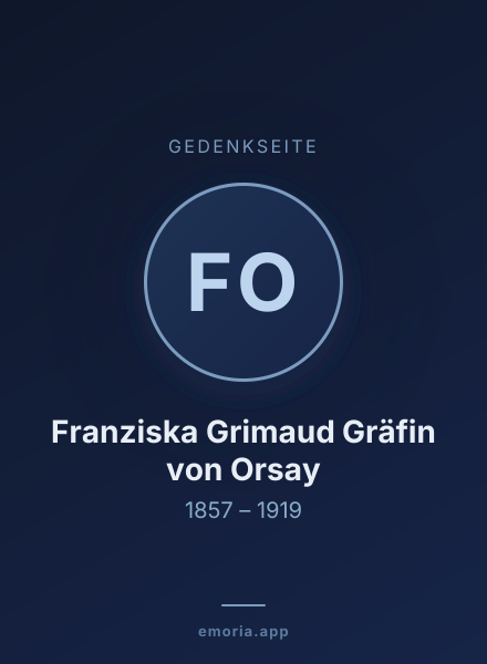 Gedenkportrait von Franziska Grimaud Gräfin von Orsay