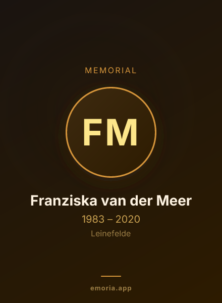 Memorial portrait of Franziska van der Meer