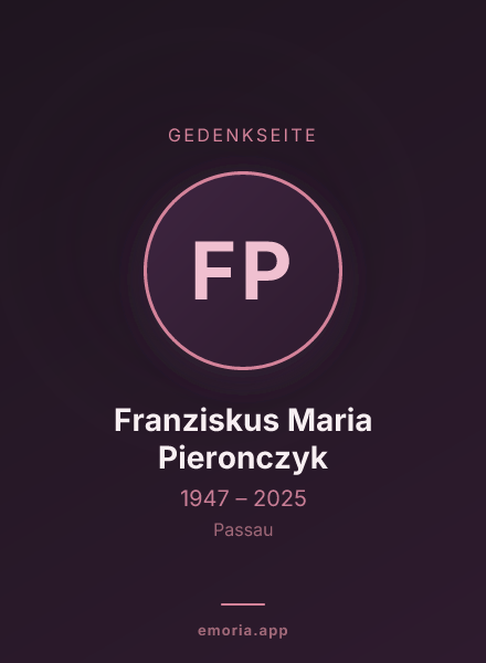 Gedenkportrait von Franziskus Maria Pieronczyk