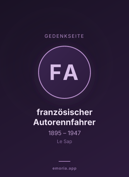 Gedenkportrait von französischer Autorennfahrer