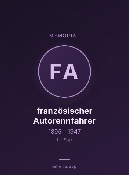 Memorial portrait of französischer Autorennfahrer