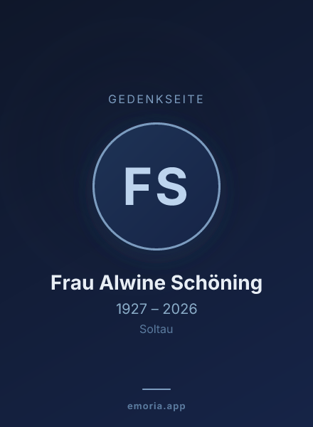 Gedenkportrait von Frau Alwine Schöning