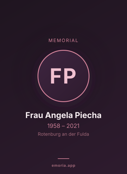 Memorial portrait of Frau Angela Piecha