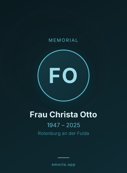 Memorial portrait of Frau Christa Otto