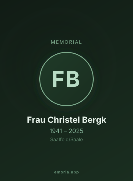 Memorial portrait of Frau Christel Bergk