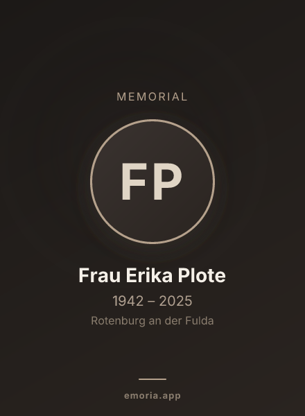 Memorial portrait of Frau Erika Plote