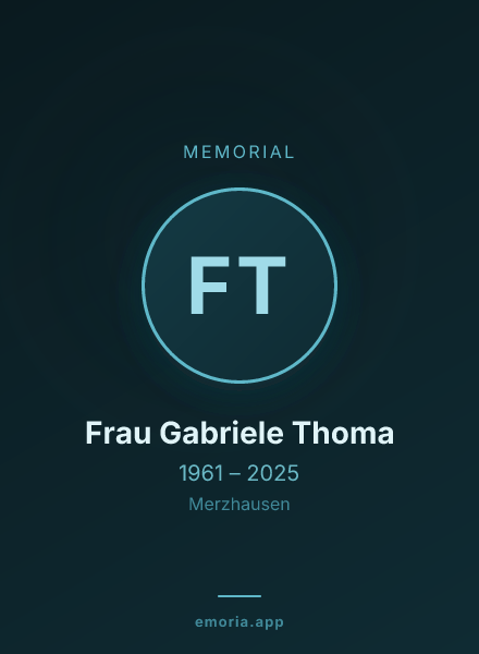 Memorial portrait of Frau Gabriele Thoma