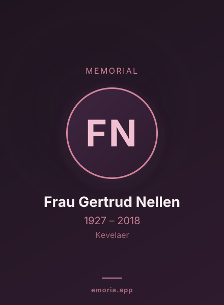 Memorial portrait of Frau Gertrud Nellen