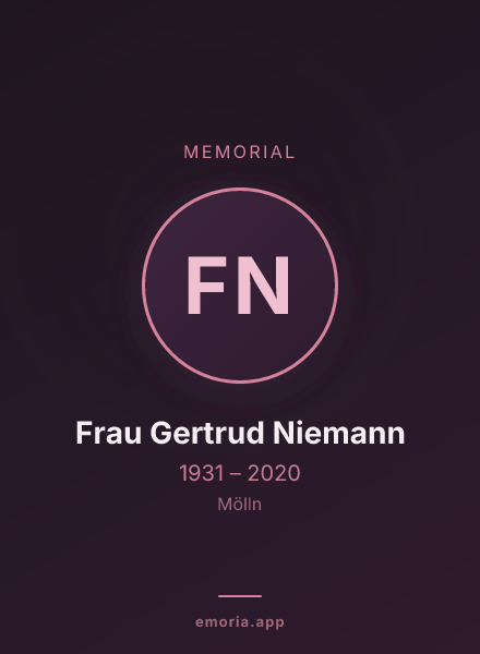Memorial portrait of Frau Gertrud Niemann