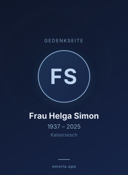 Gedenkportrait von Frau Helga Simon