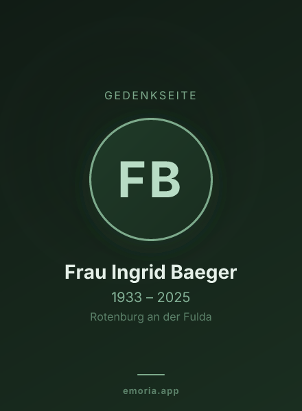 Gedenkportrait von Frau Ingrid Baeger