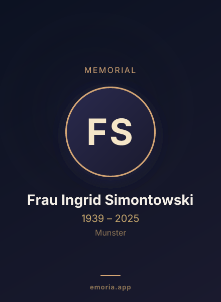 Memorial portrait of Frau Ingrid Simontowski