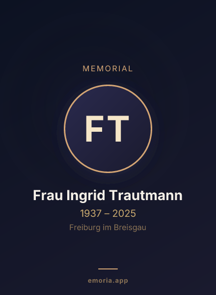 Memorial portrait of Frau Ingrid Trautmann