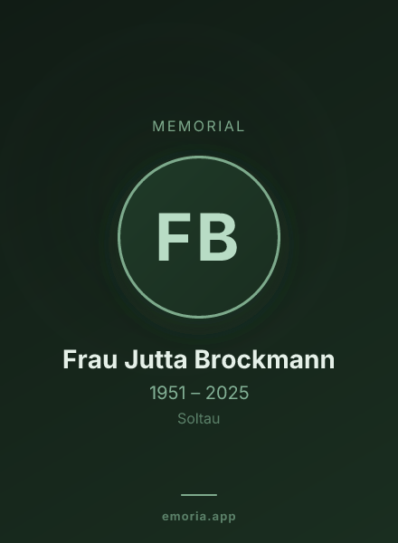 Memorial portrait of Frau Jutta Brockmann