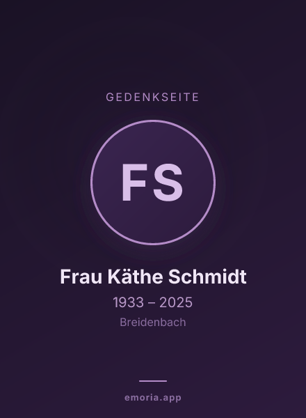 Gedenkportrait von Frau Käthe Schmidt