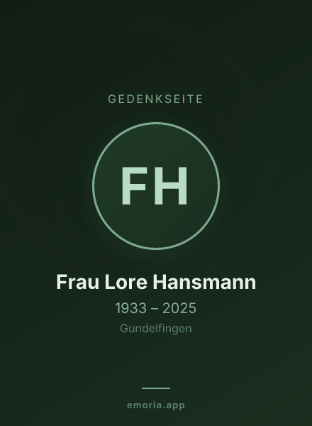 Gedenkportrait von Frau Lore Hansmann