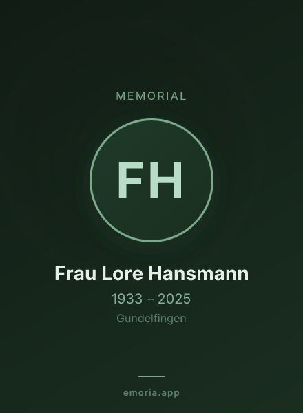 Memorial portrait of Frau Lore Hansmann