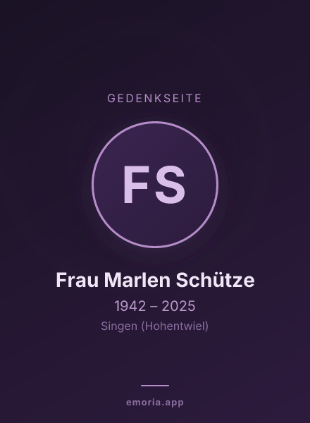 Gedenkportrait von Frau Marlen Schütze