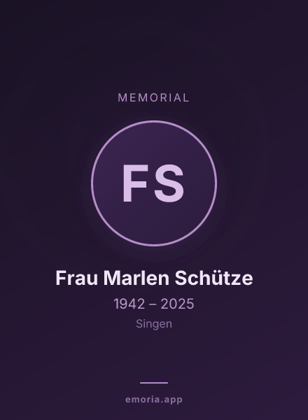 Memorial portrait of Frau Marlen Schütze
