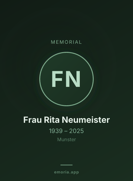 Memorial portrait of Frau Rita Neumeister