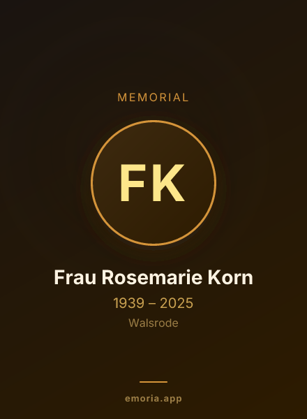 Memorial portrait of Frau Rosemarie Korn