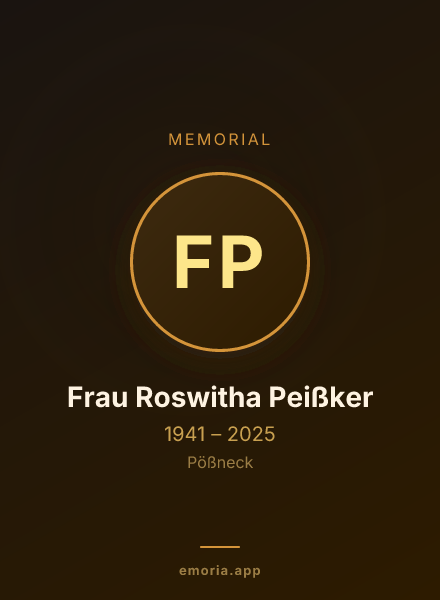 Memorial portrait of Frau Roswitha Peißker