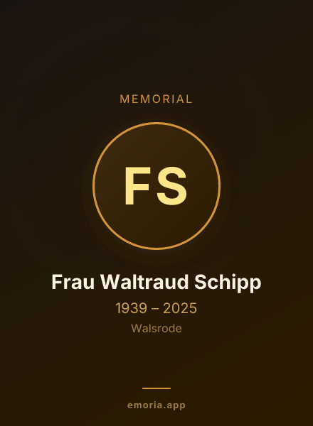 Memorial portrait of Frau Waltraud Schipp