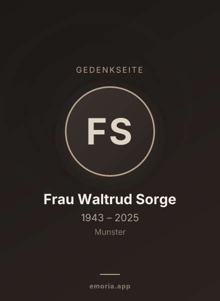 Gedenkportrait von Frau Waltrud Sorge