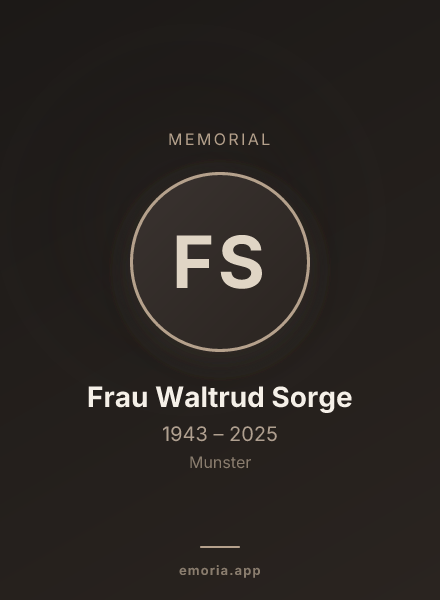 Memorial portrait of Frau Waltrud Sorge