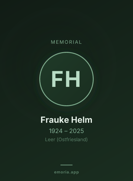 Memorial portrait of Frauke Helm