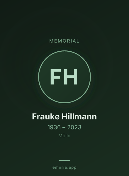 Memorial portrait of Frauke Hillmann