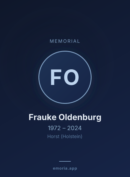 Memorial portrait of Frauke Oldenburg
