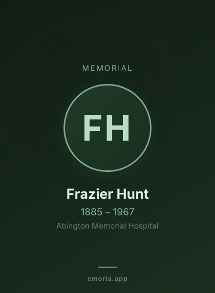 Memorial portrait of Frazier Hunt