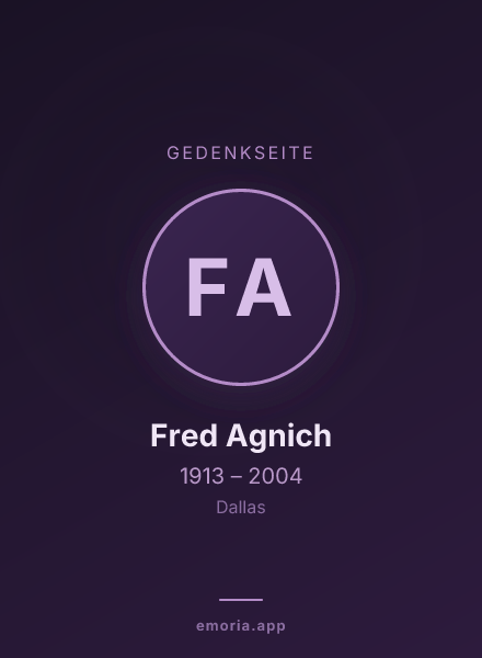 Gedenkportrait von Fred Agnich