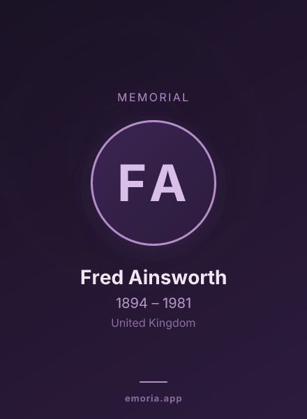 Memorial portrait of Fred Ainsworth
