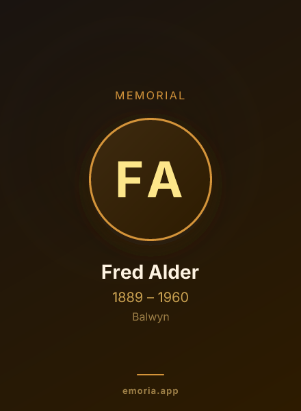 Memorial portrait of Fred Alder