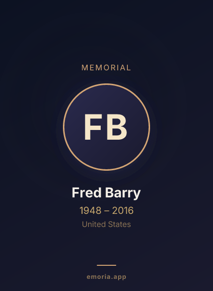 Memorial portrait of Fred Barry