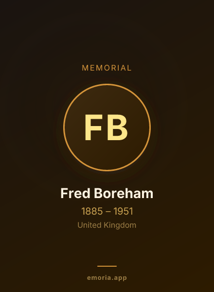 Memorial portrait of Fred Boreham