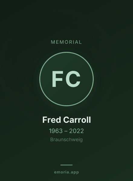 Memorial portrait of Fred Carroll