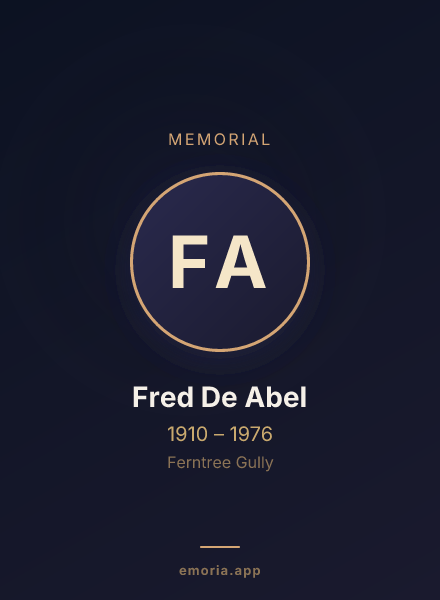 Memorial portrait of Fred De Abel