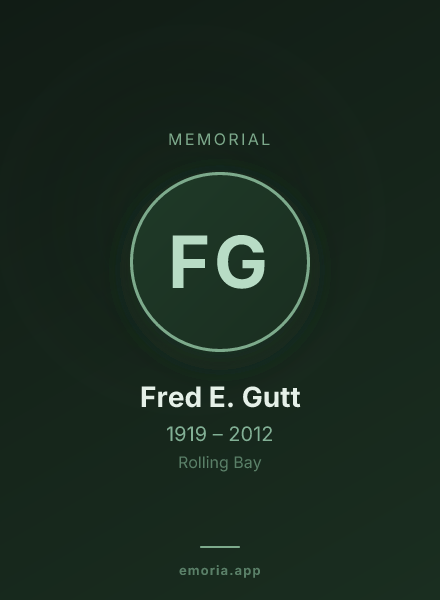 Memorial portrait of Fred E. Gutt