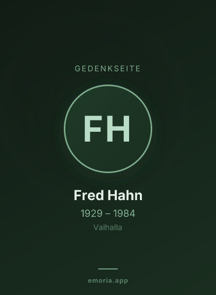 Gedenkportrait von Fred Hahn